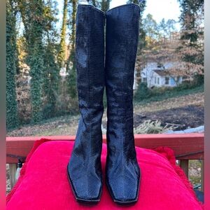 Casadei Black Textured Heeled Boots